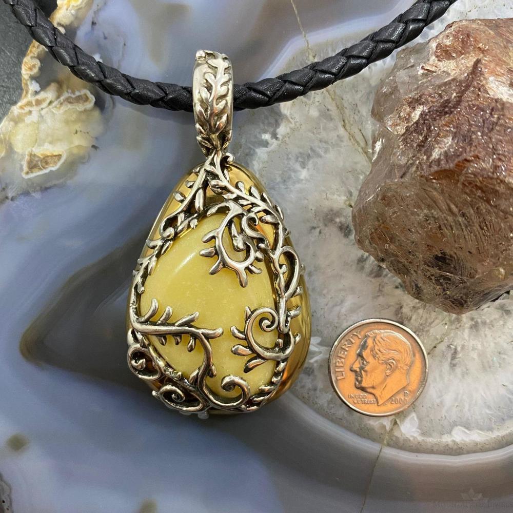 Carolyn Pollack Sterling Silver & Brass Yellow Jasper Enhancer Pendant For Women - Picture 8 of 10